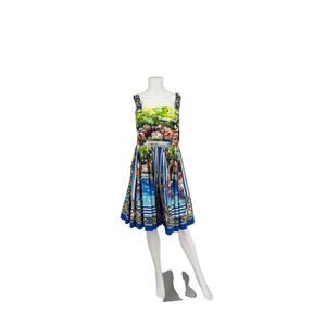 Dolce & Gabbana Portofino Mediterranean Postcard Poplin Midi Dress